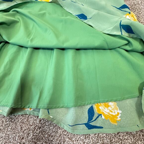 Modcloth Women's Size 2X Green Floral Baby Doll Sleeveless Dress Lined Summer - Picture 7 of 8